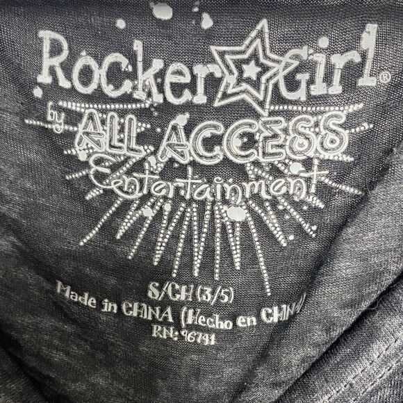 Rocker Girl You Had Me at Muah Short Sleeve Shirt Black Gold Size Small - Picture 3 of 5